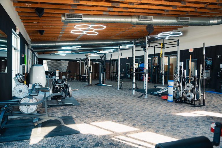 Fitness center and training equipment floor at Club Five Health in Green Bay, WI