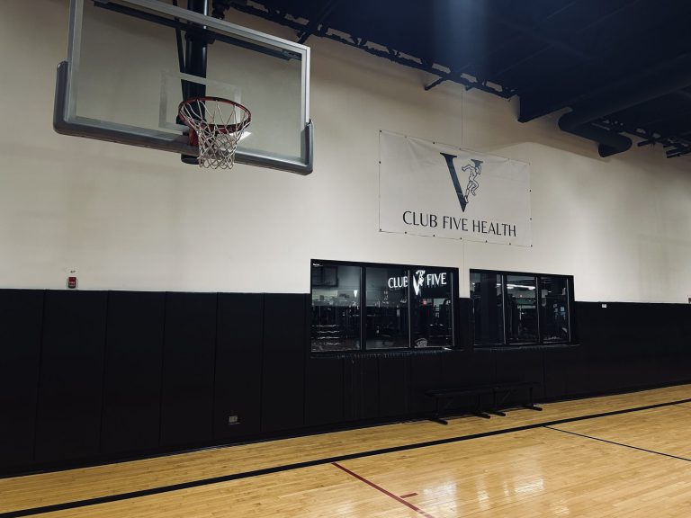 Indoor basketball and performance court at Club Five Health in Libertyville, IL